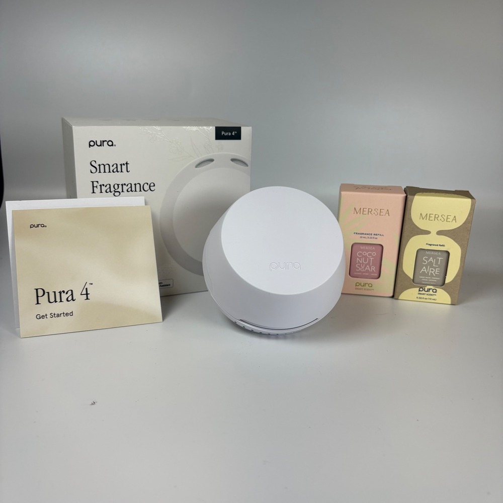 Pura 4 x MERSEA Smart Fragrance Diffuser Set Coconut Sugar Saltaire Open Box